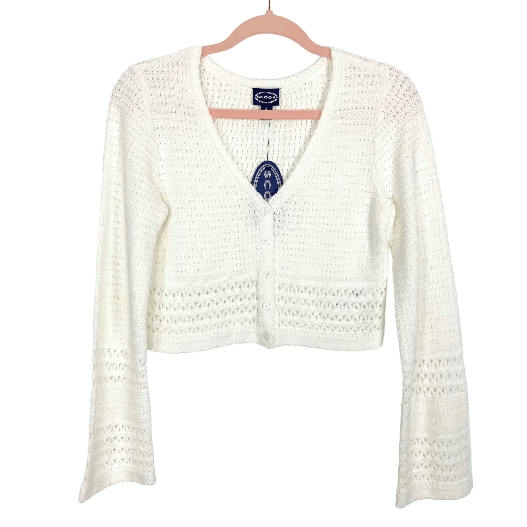 Scoop White Crochet Crop Sweater NWT- Size XS (sold out online)