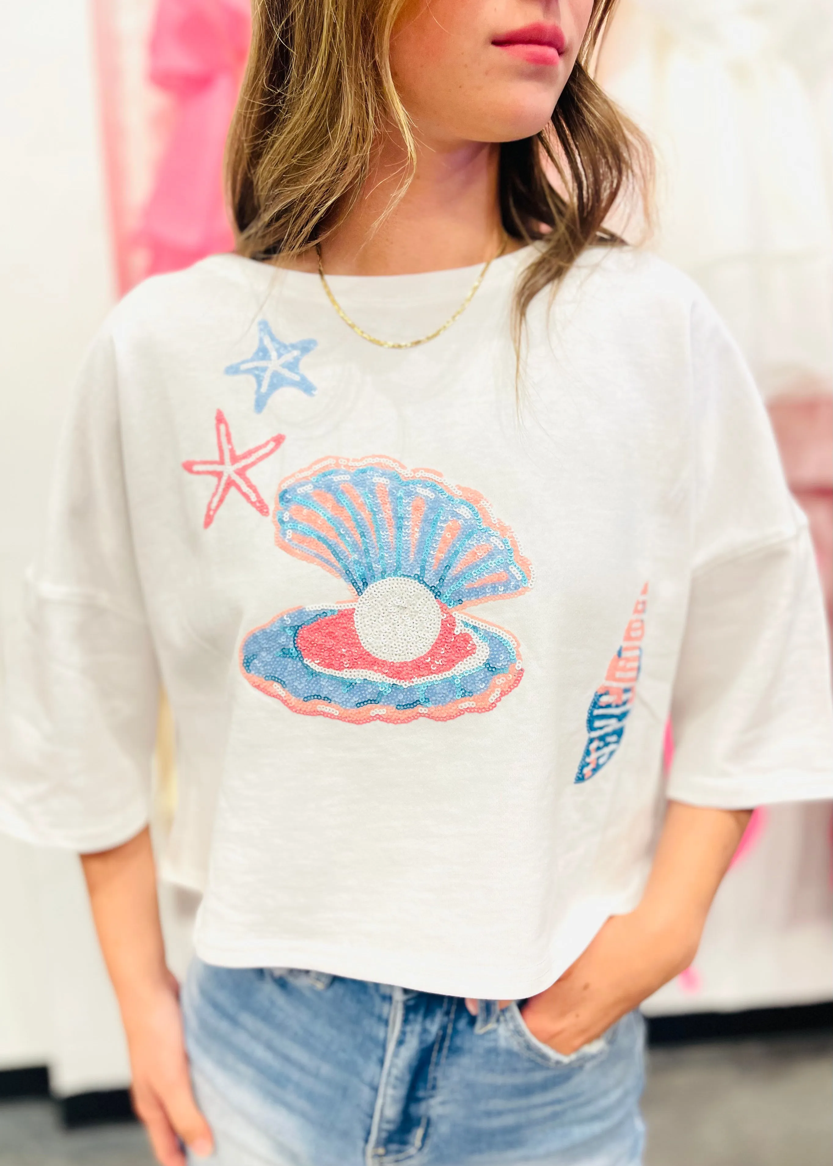 SEA You Later Sequin Tee