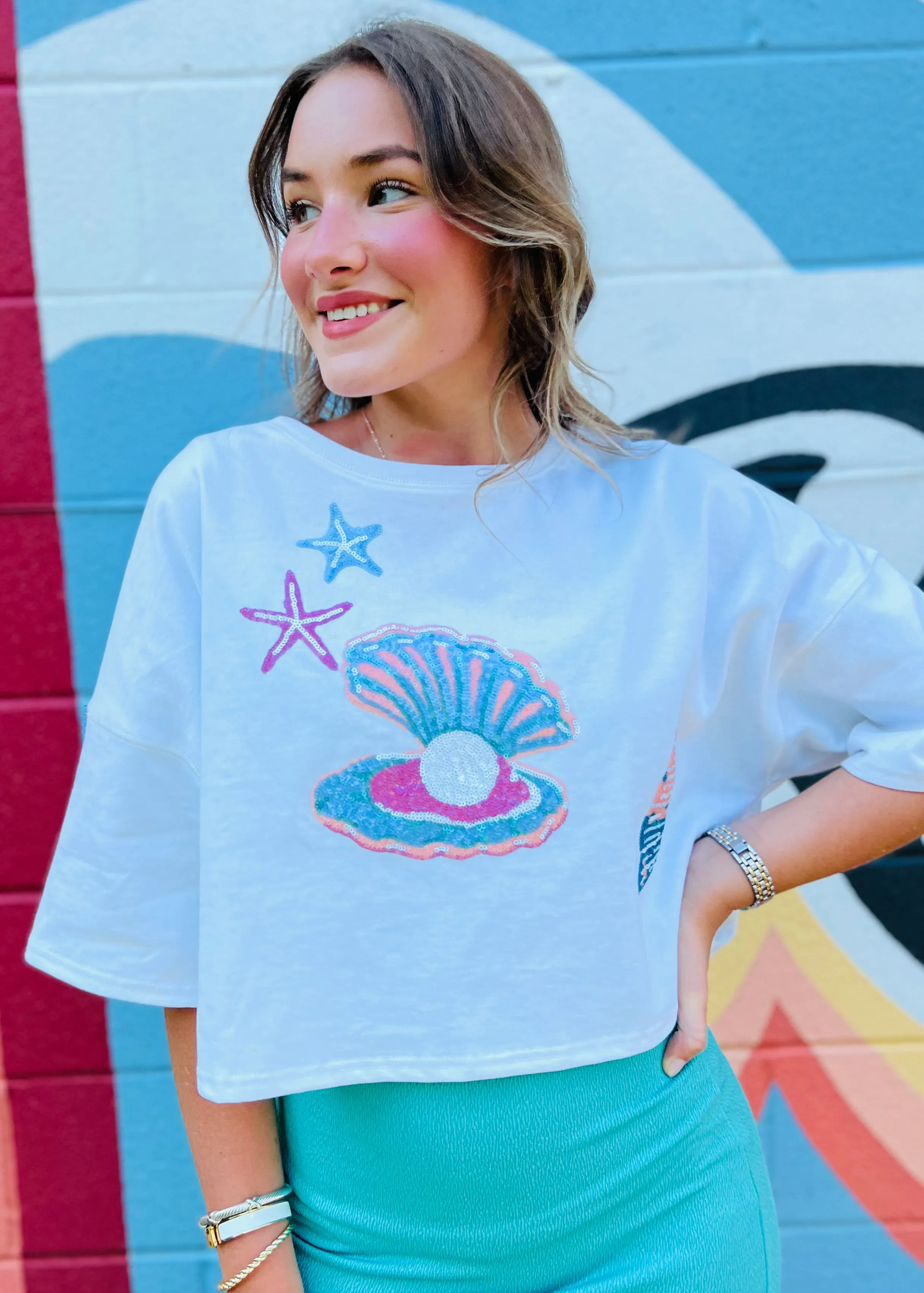 SEA You Later Sequin Tee