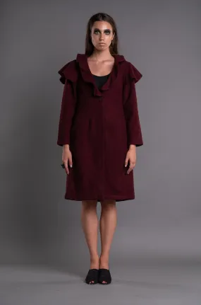 Shawl Collar Ruffle Coat - Dag Dai