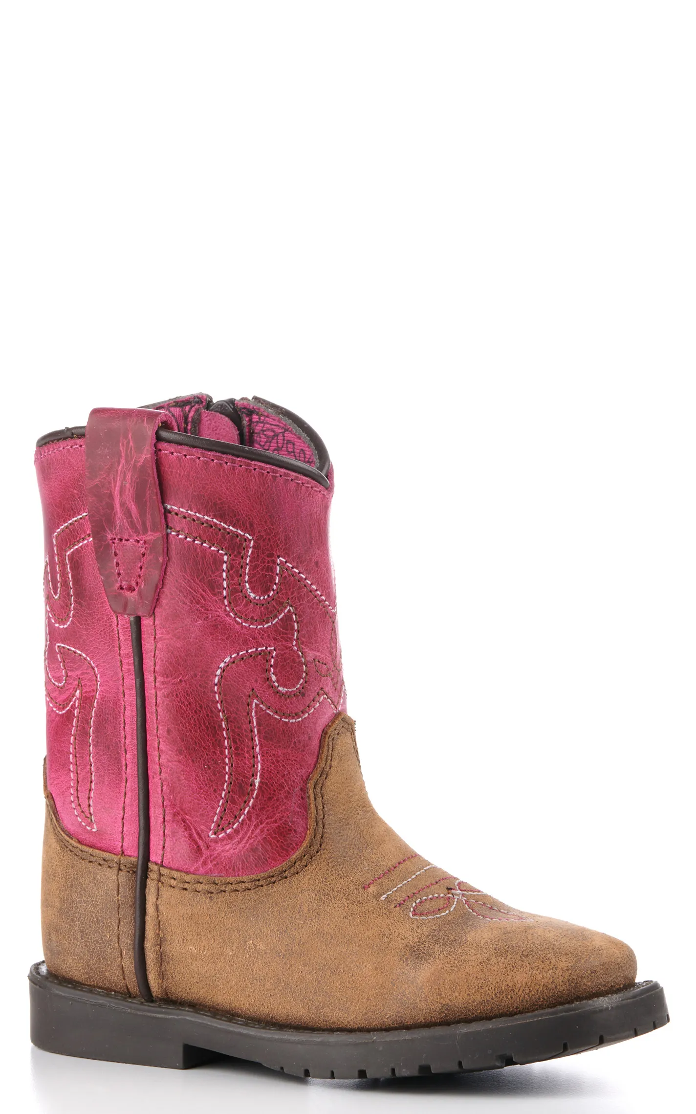 Smoky Mountain Toddler Vintage Brown and Pink Square Toe Cowboy Boots