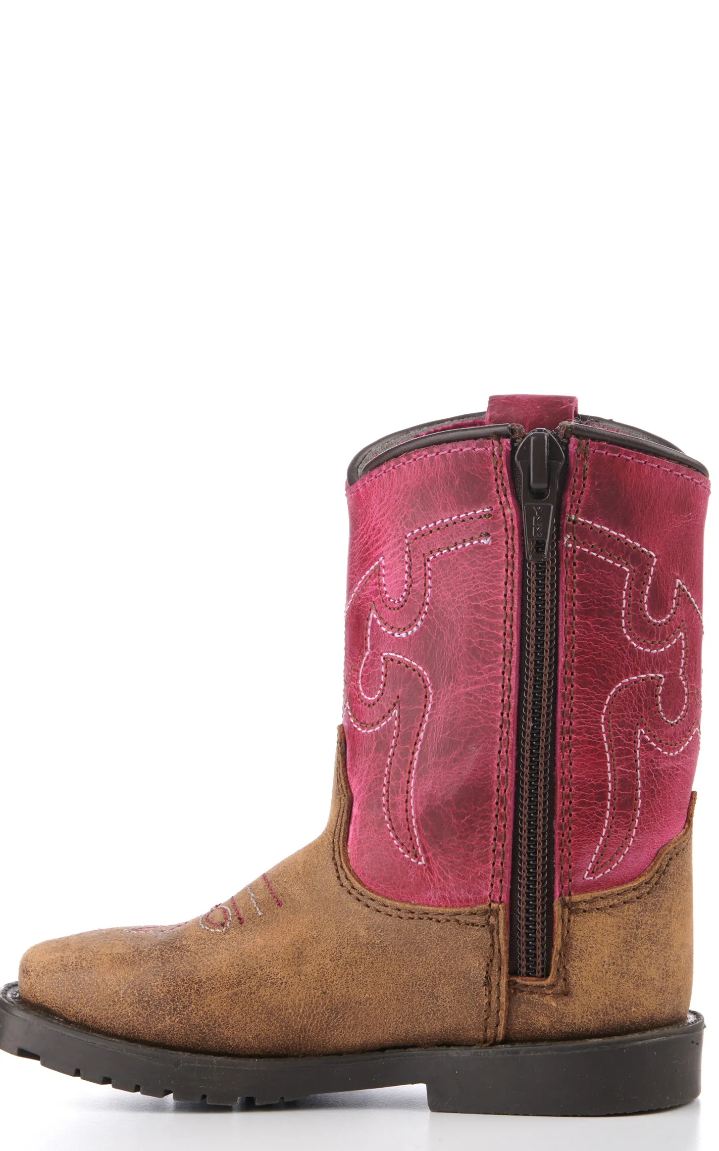 Smoky Mountain Toddler Vintage Brown and Pink Square Toe Cowboy Boots