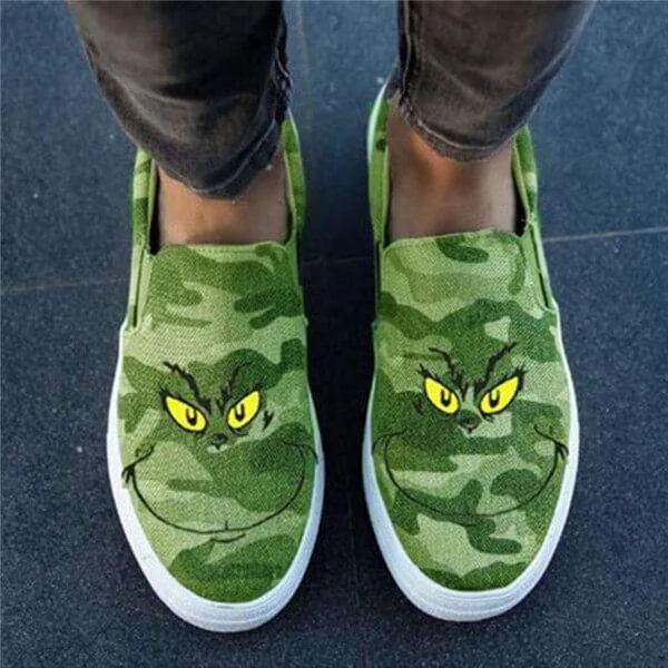 Stitch Green Camo Slip On Shoes Sneaker