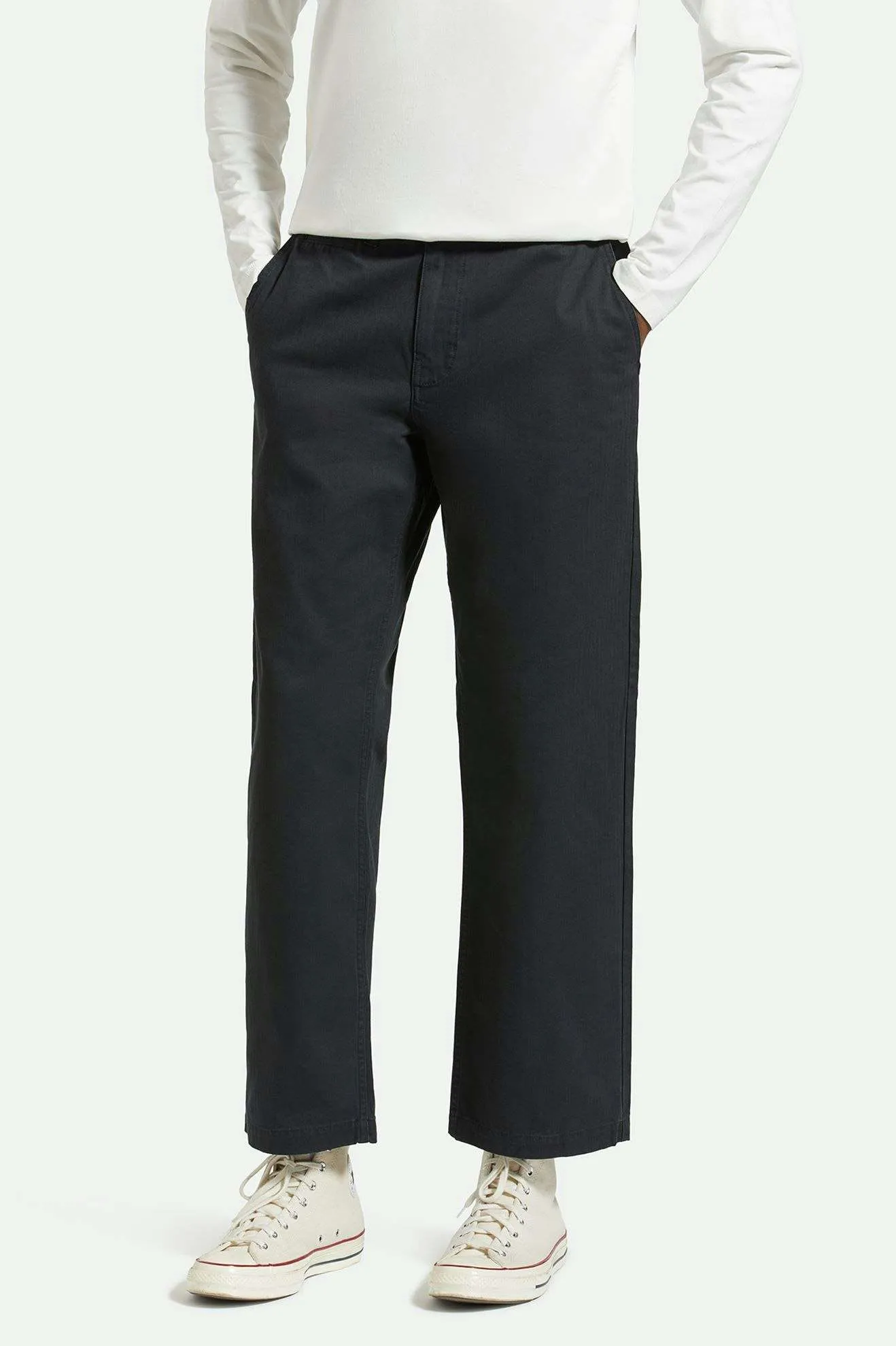 Surplus Herringbone Relaxed Trouser Pant - Washed Black