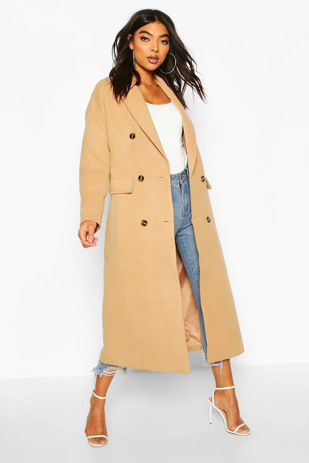 Tall Double Breasted Longline Wool Coat