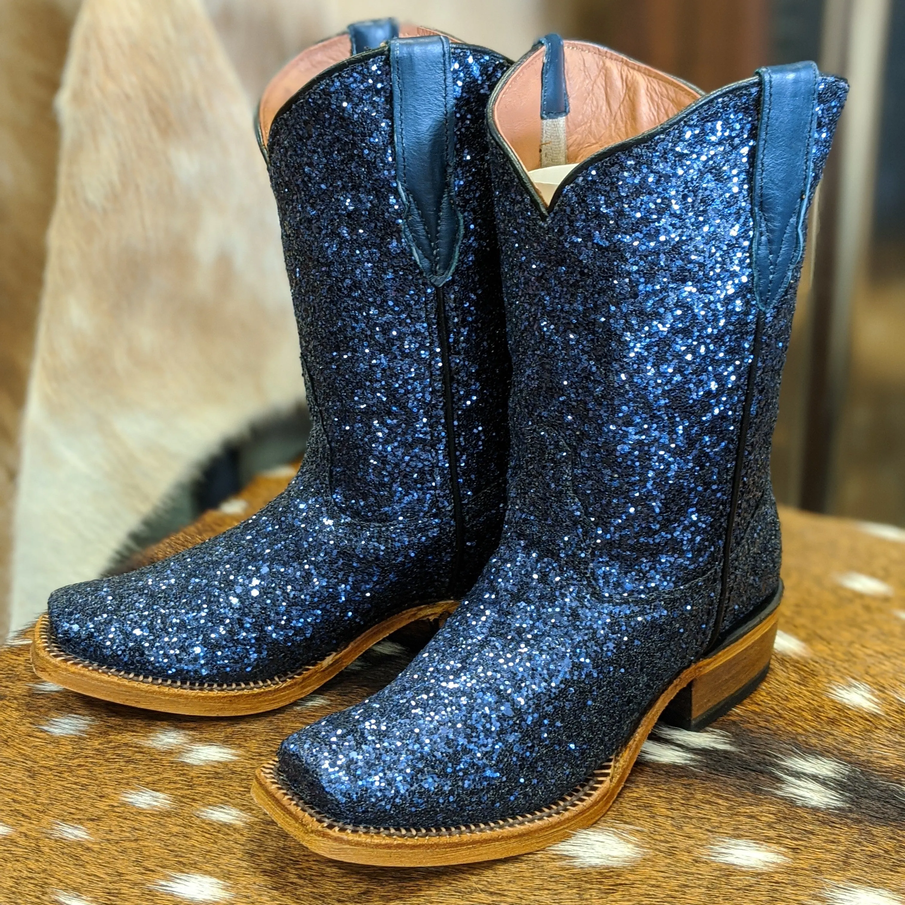 Tanner Mark Girls Stormie Cobalt Glitter Boot