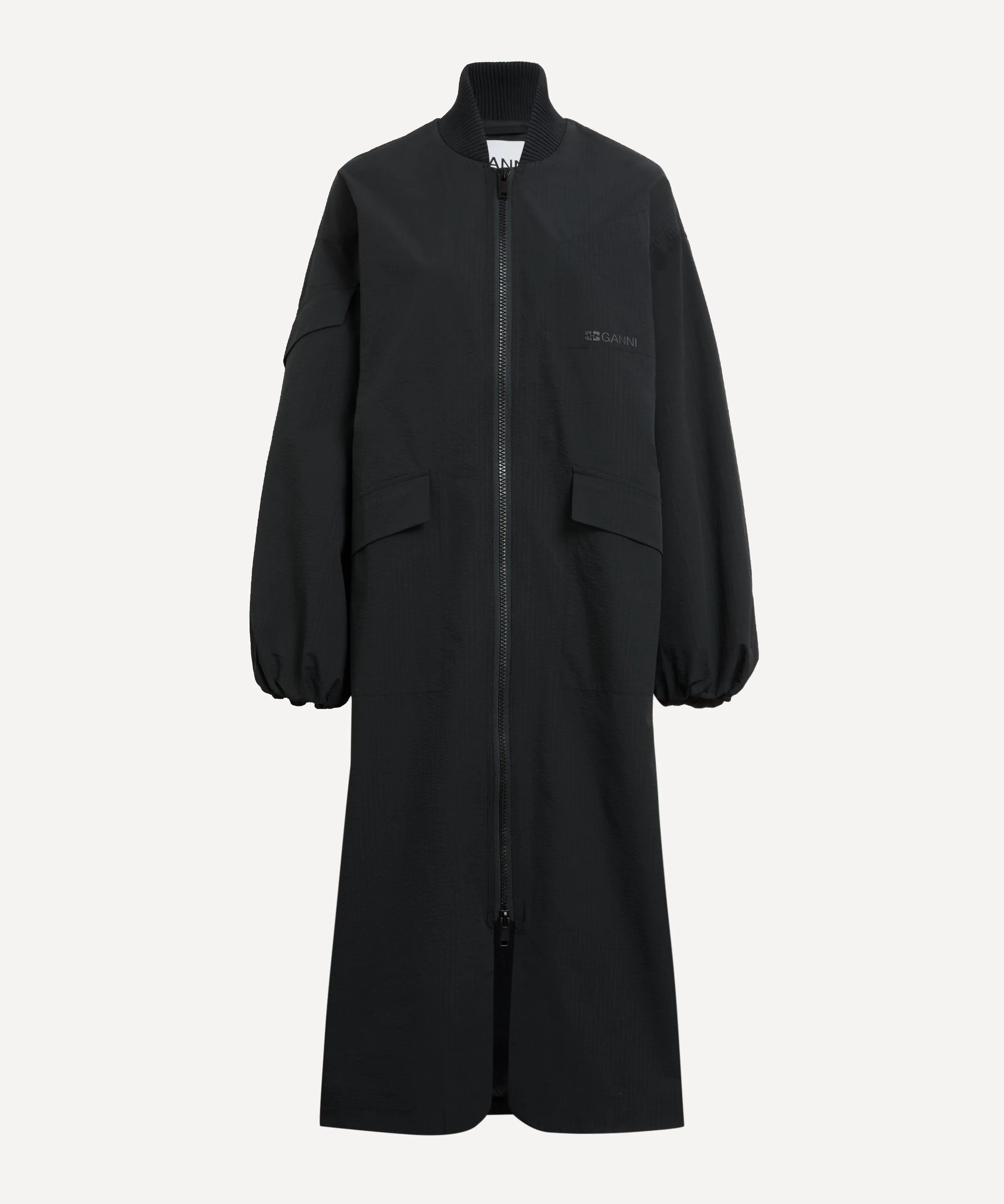 Tech Seersucker Oversized Shell Coat