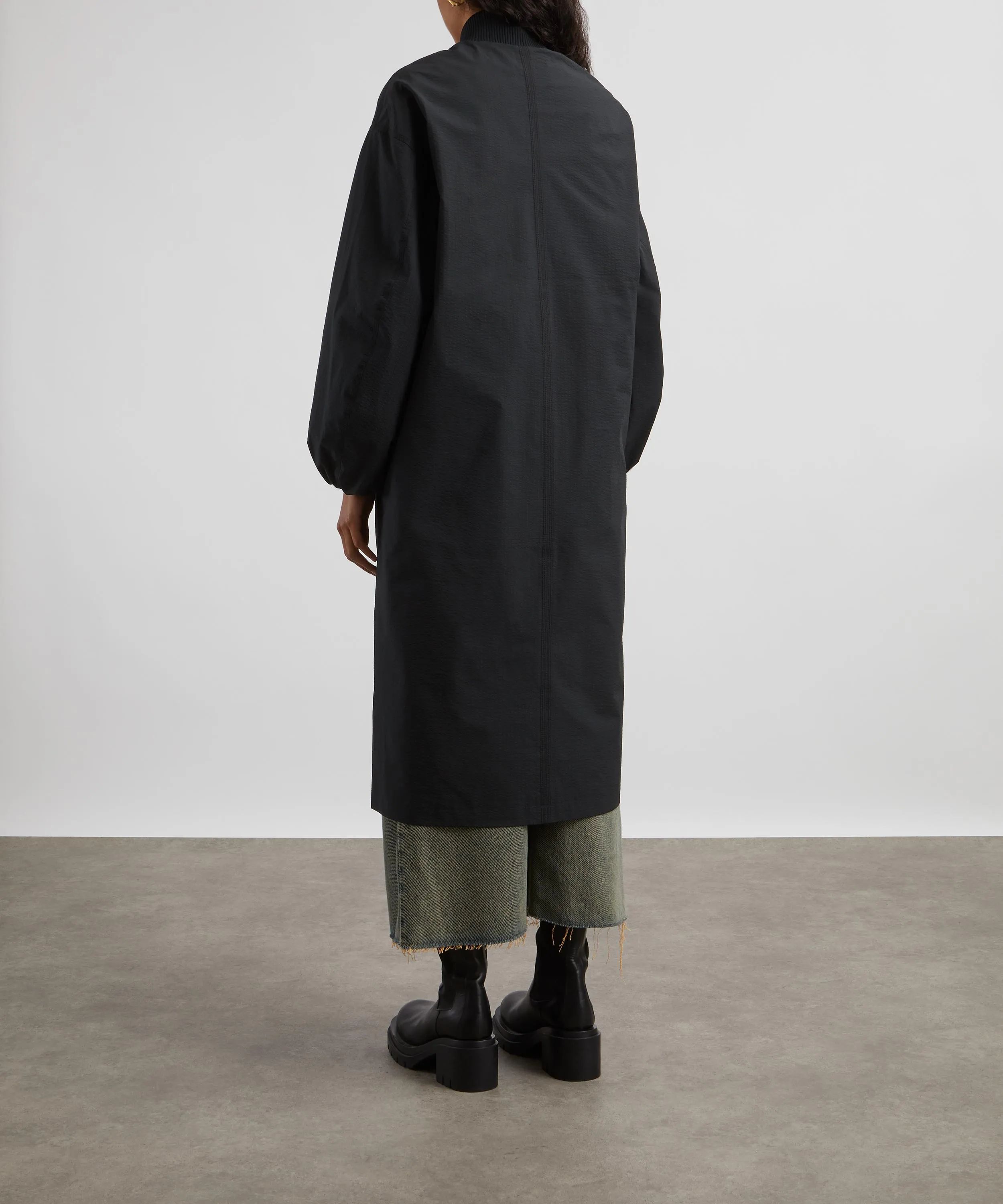 Tech Seersucker Oversized Shell Coat