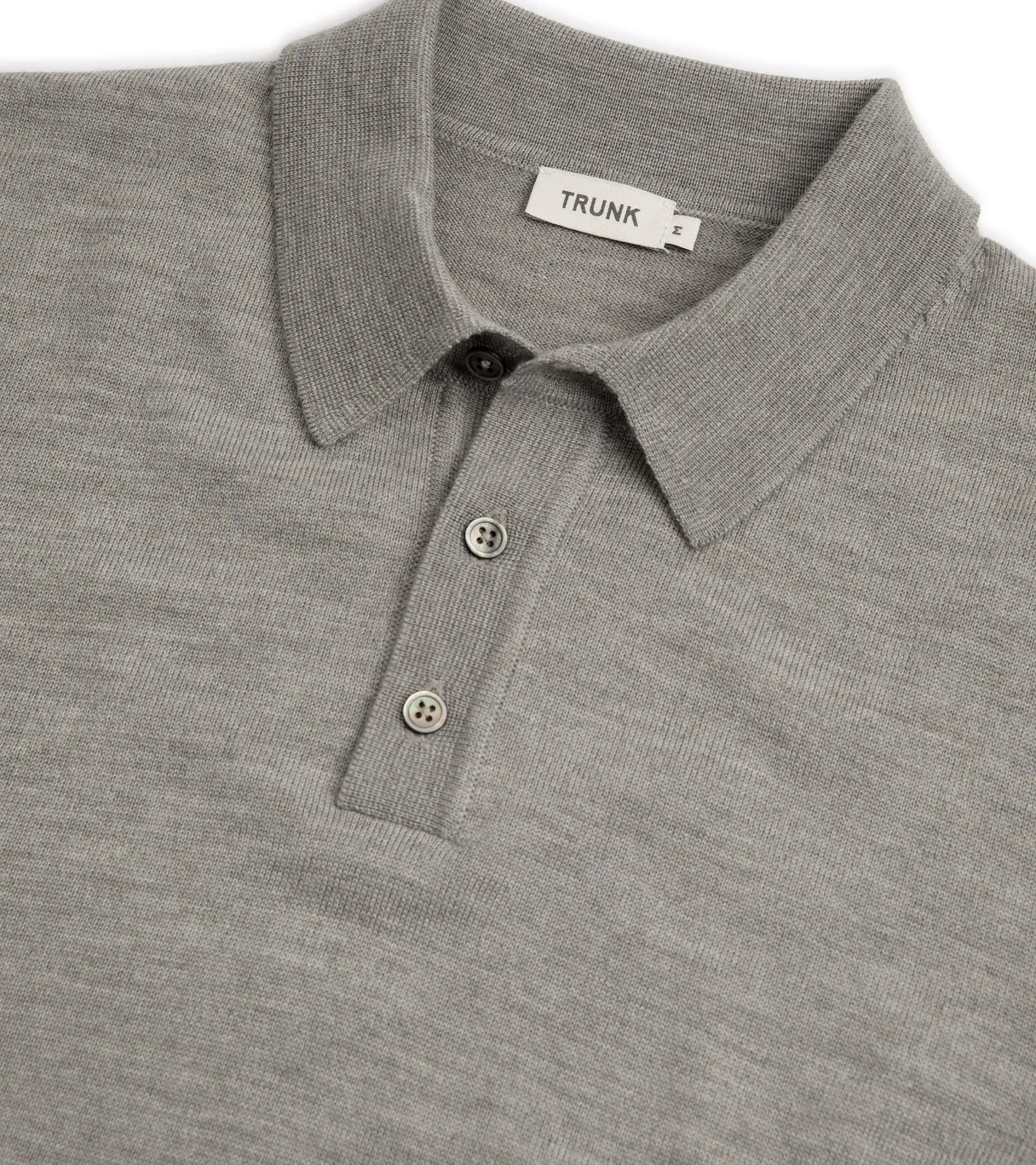 Trunk Enford Merino Knit Long Sleeve Polo Shirt: Greige