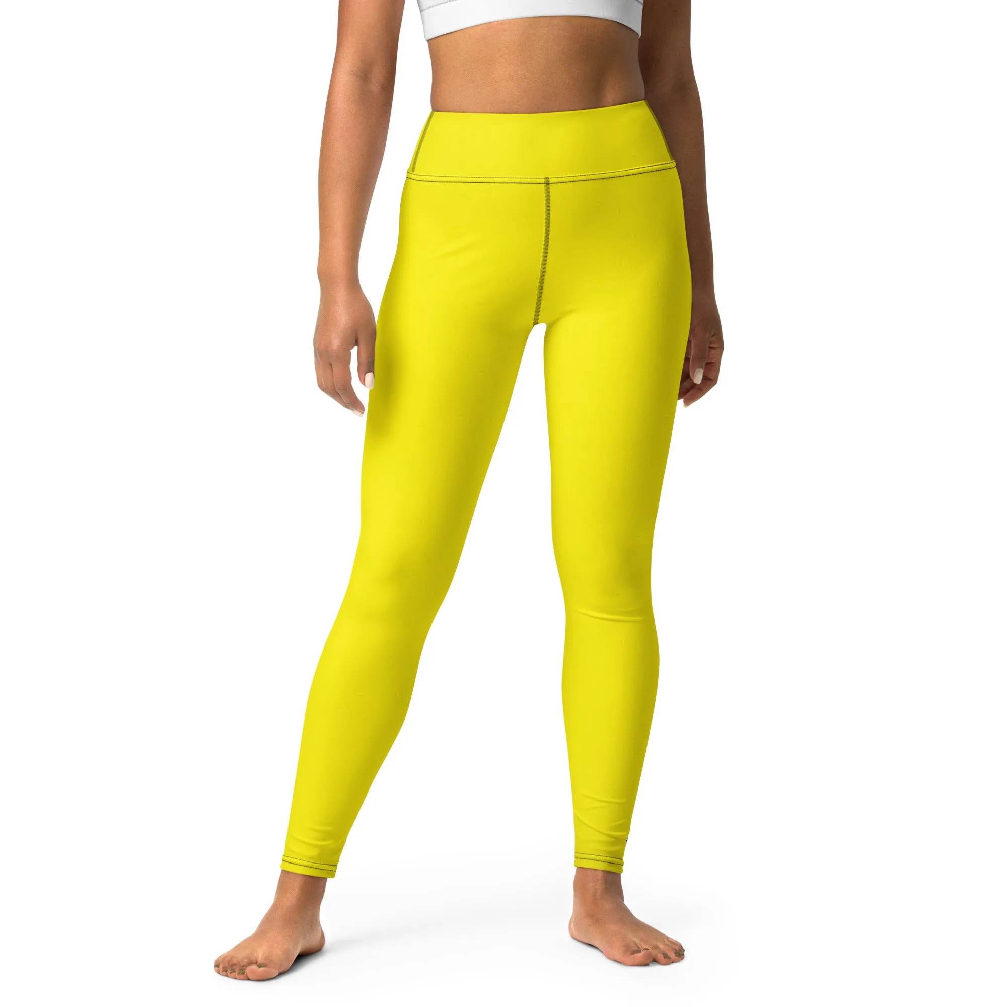 Versatile Movement: Solid Color Leggings for Women - Golden Sun