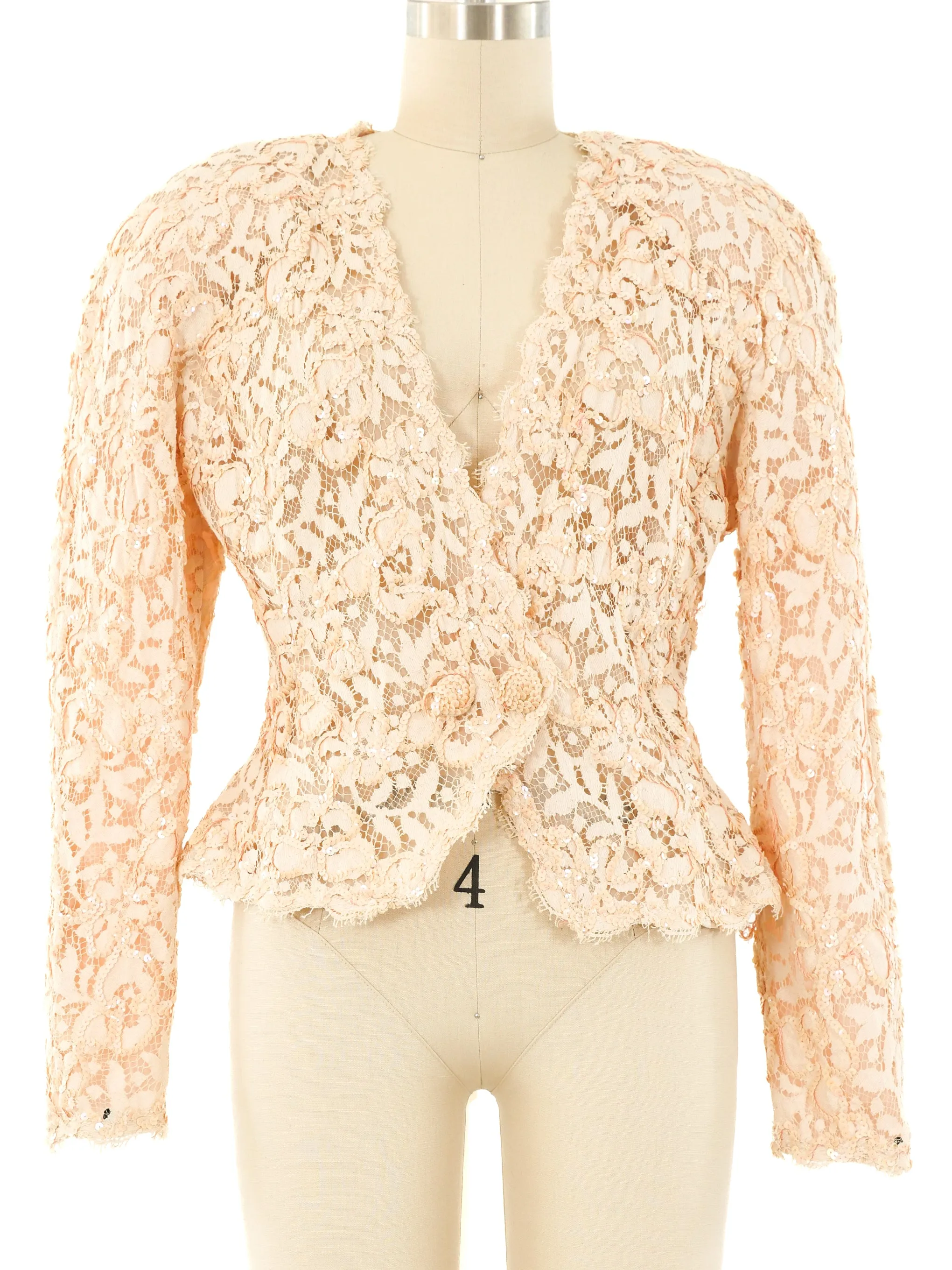 Victor Costa Embellished Lace Jacket