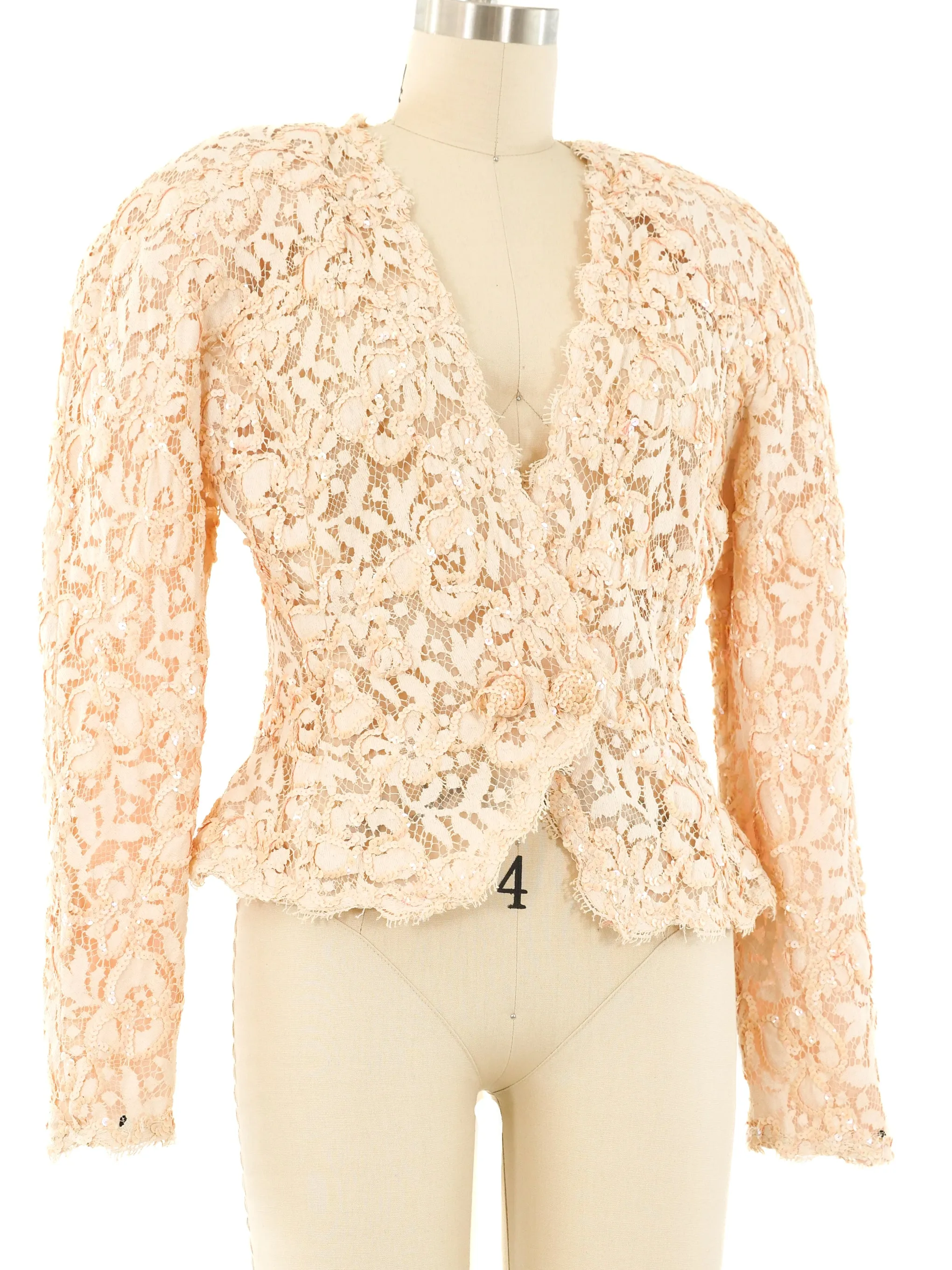 Victor Costa Embellished Lace Jacket