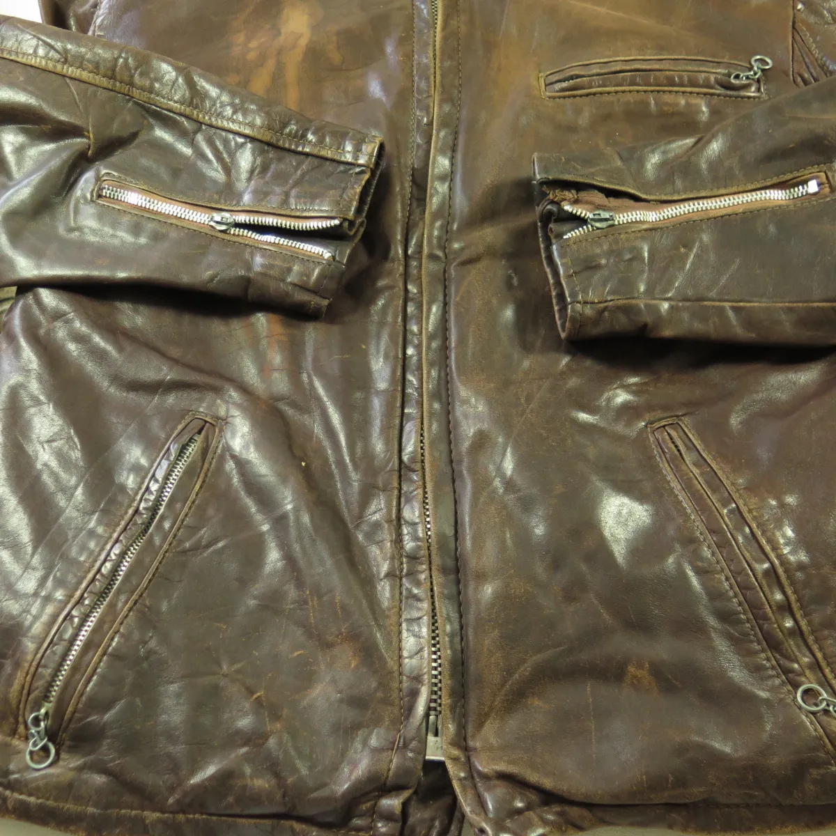 Vintage 60s Schott Cafe Racer Leather Jacket Medium Motorcycle Biker Patina