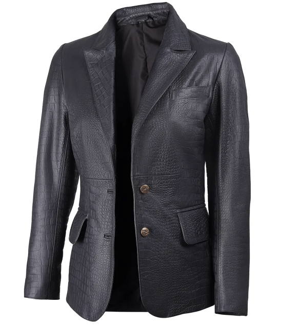 Vivian Women's Premium Black Leather Blazer Jacket