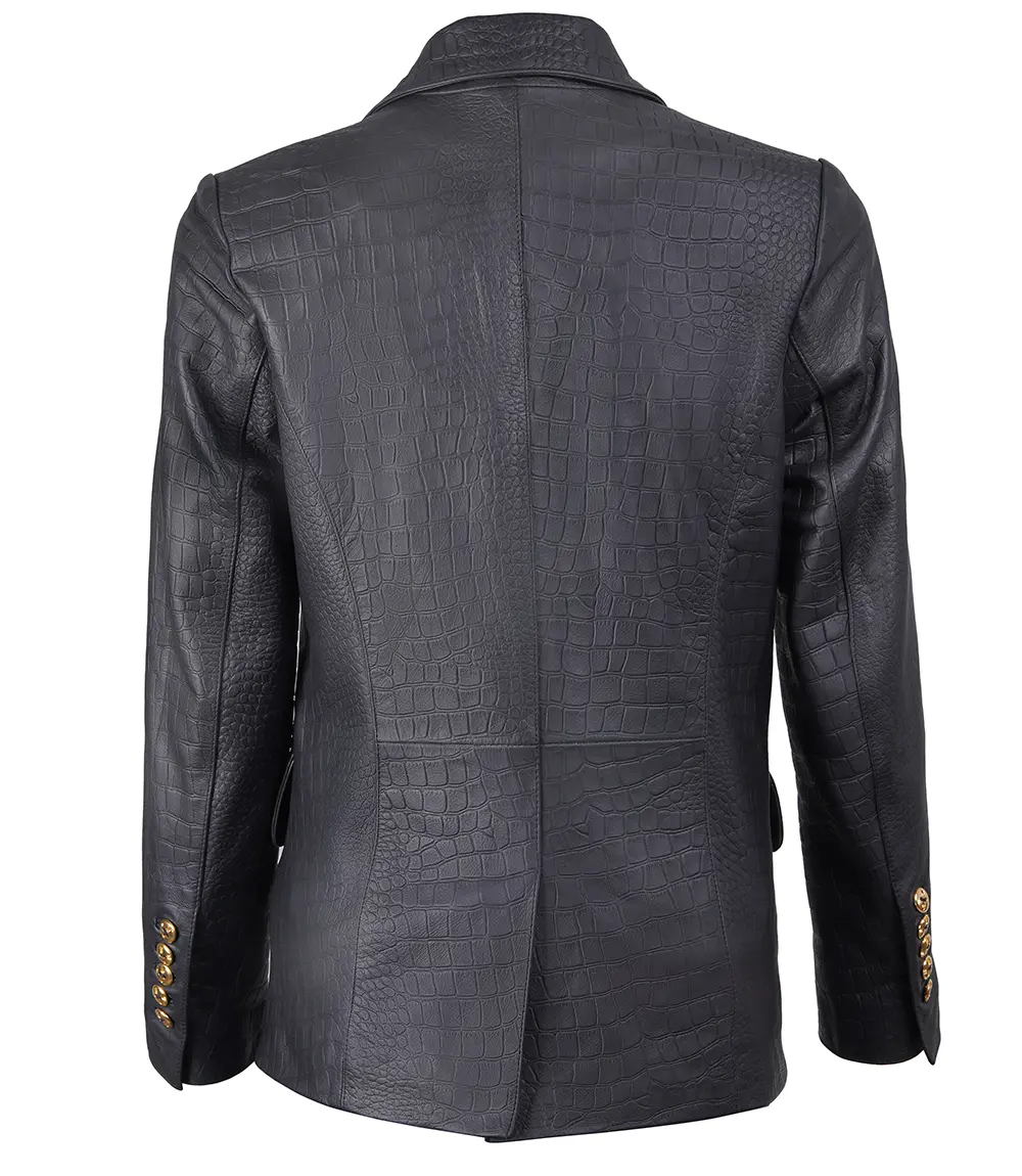 Vivian Women's Premium Black Leather Blazer Jacket