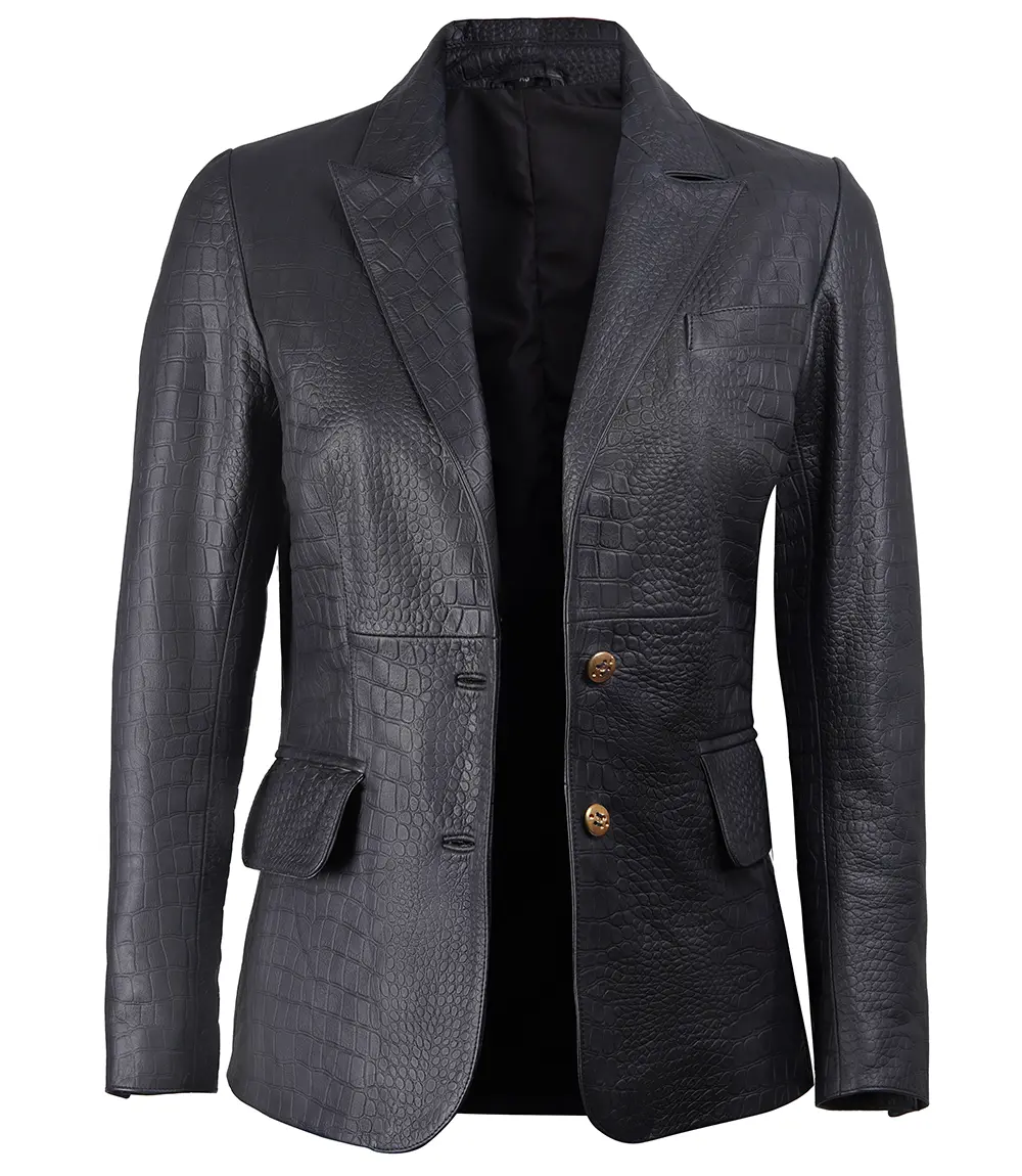 Vivian Women's Premium Black Leather Blazer Jacket