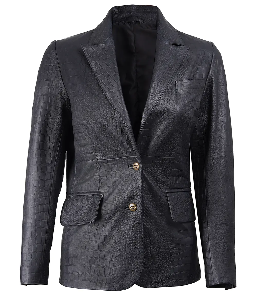 Vivian Women's Premium Black Leather Blazer Jacket