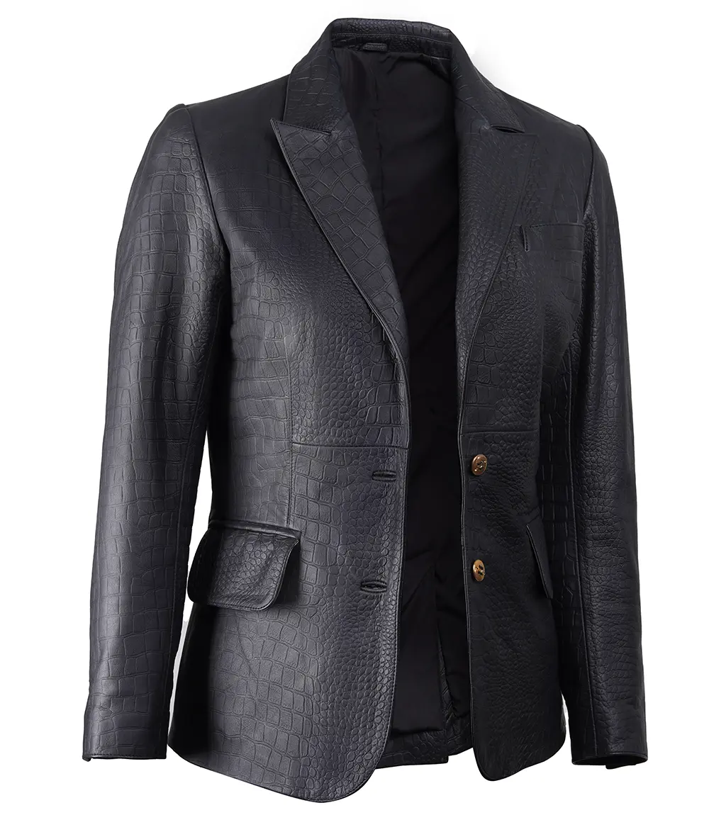 Vivian Women's Premium Black Leather Blazer Jacket