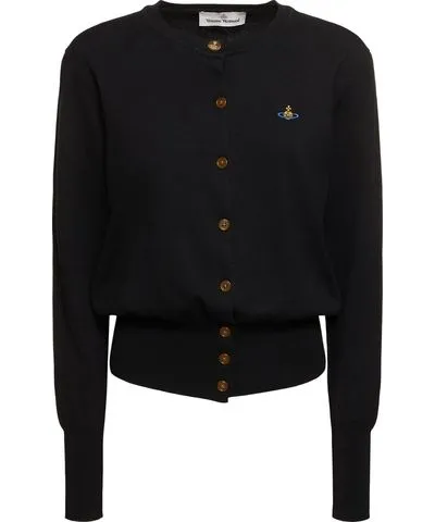 Vivienne Westwood Bea Cotton & Cashmere Logo Knit Cardigan