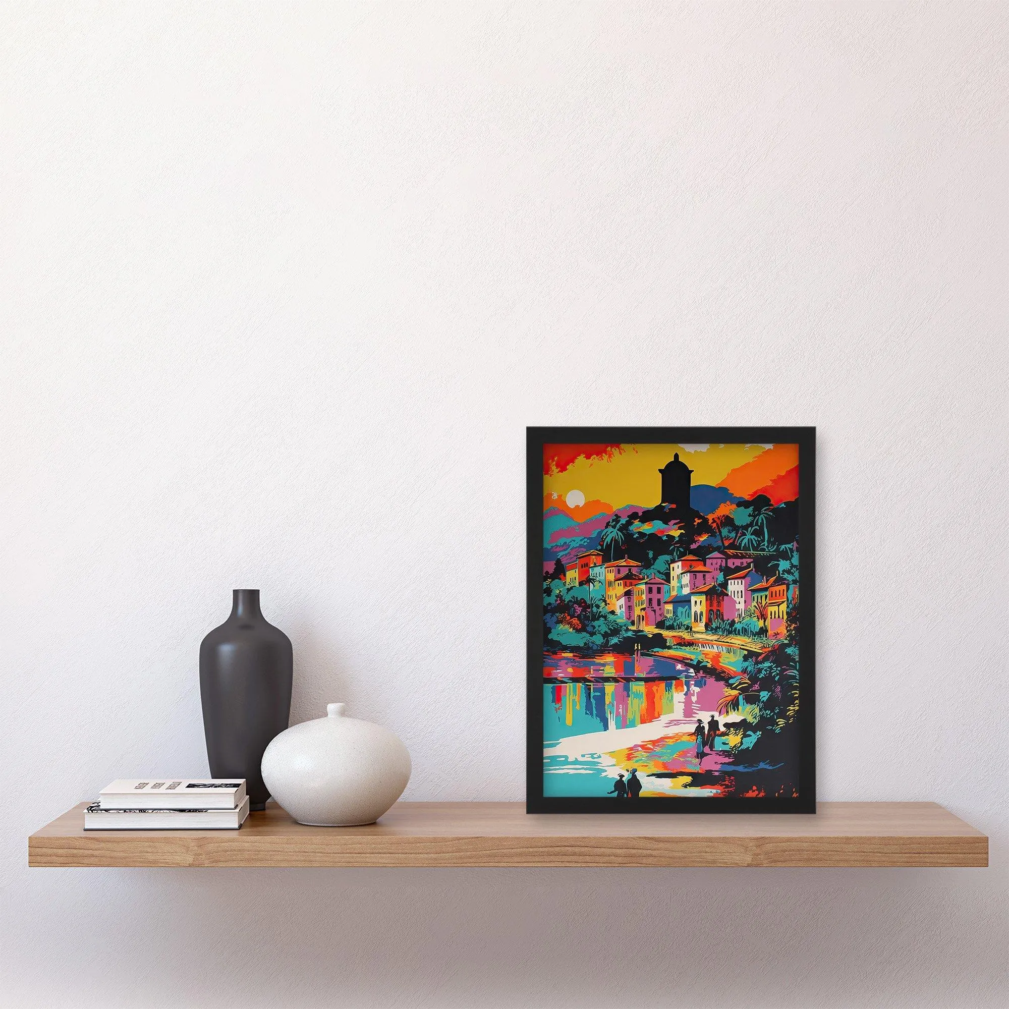 Wall Art & Pictures | Wall Art Print Guanabara Bay Rio De Janeiro Brazilian Beach Seascape Vibrant Bold Bright Colourful Pai