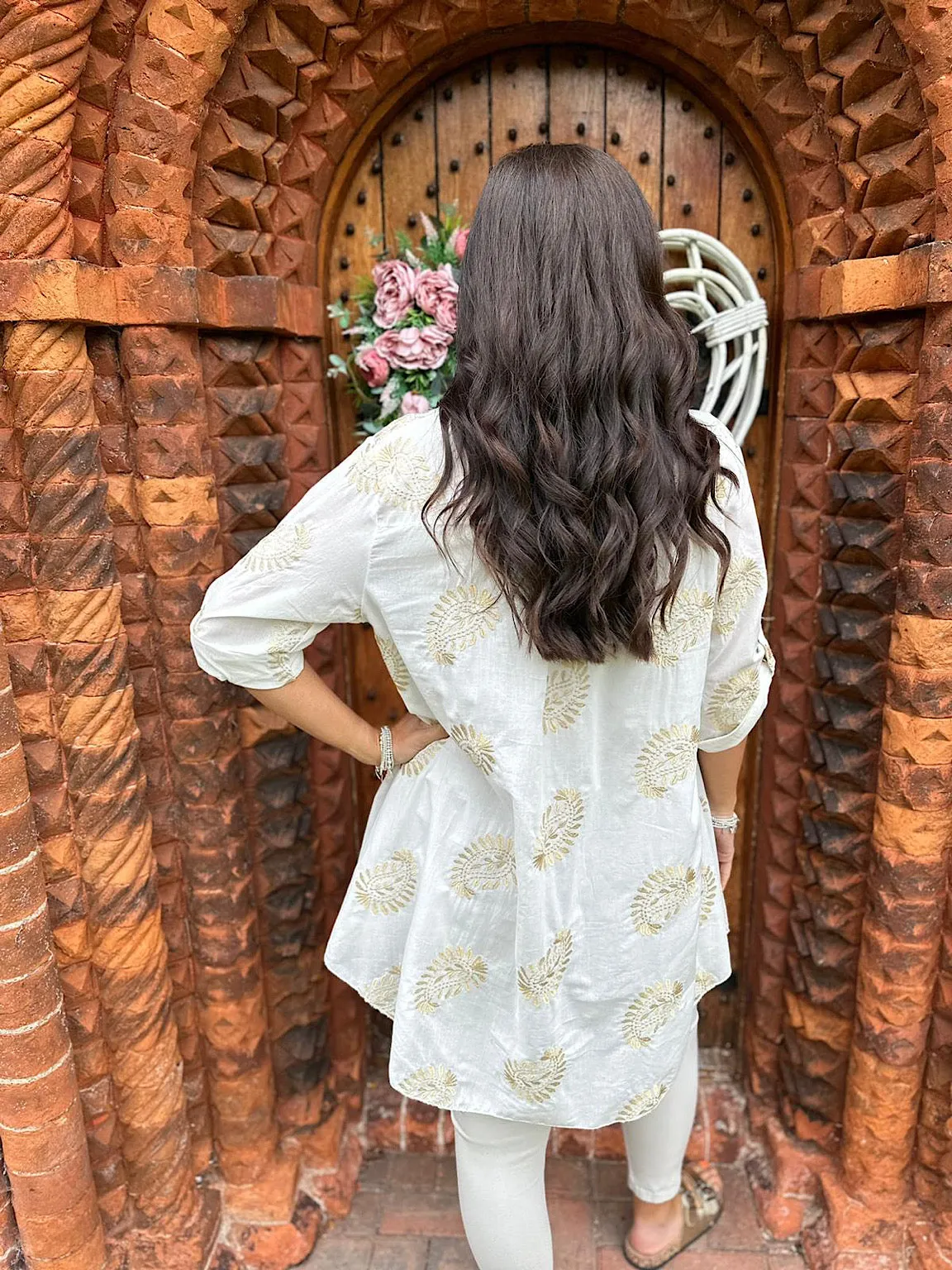 White Gold Shimmer Paisley Blouse Fiona