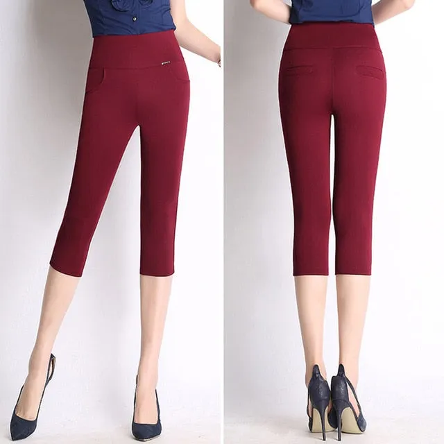 Women High Waist Stretch Leggings Vintage Plus Size Slim Long Trousers Sexy Bodycon Leggings Office Casual Pencil Pants Women