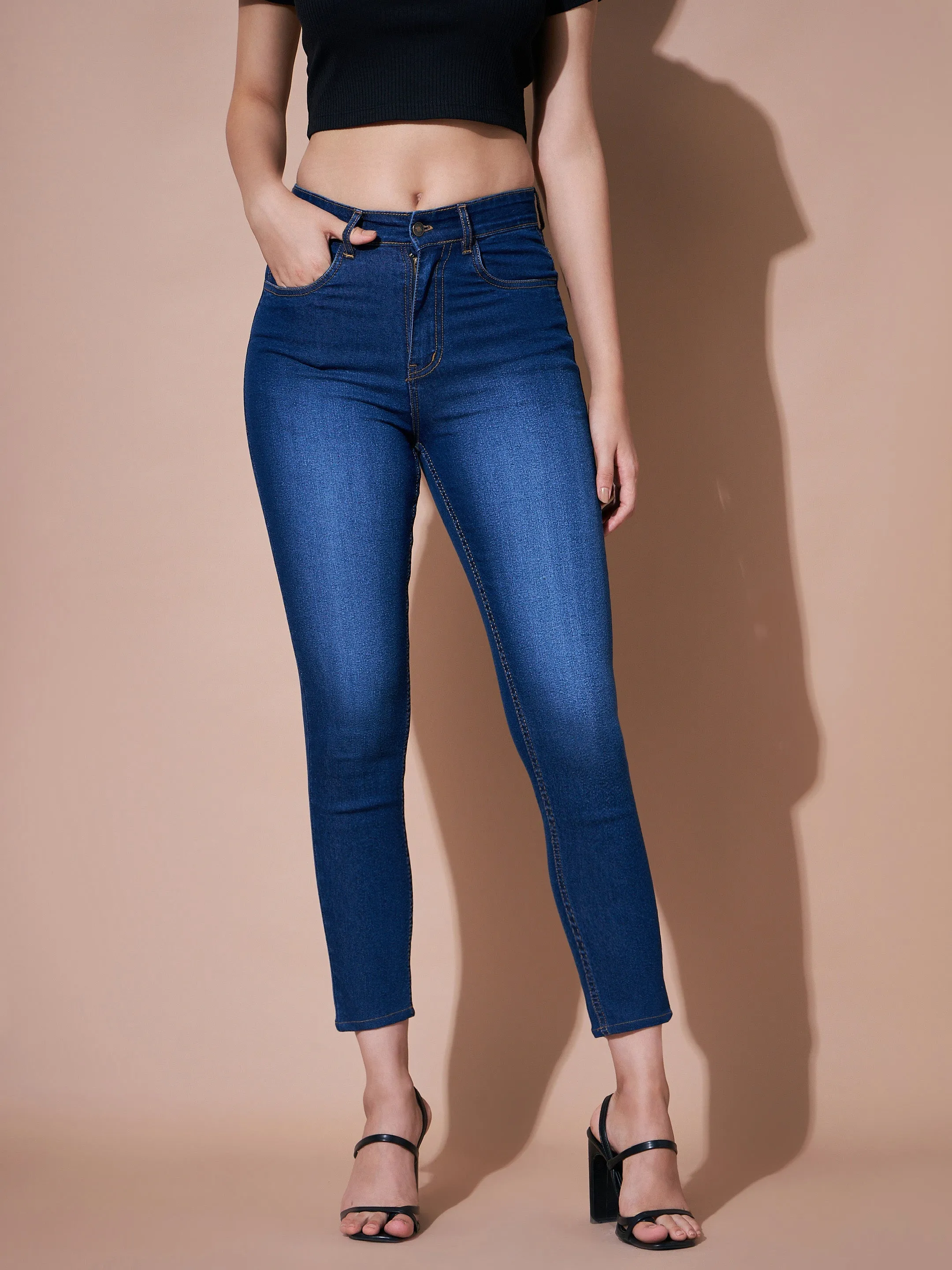 Women Navy Denim Premium Relax Jeans