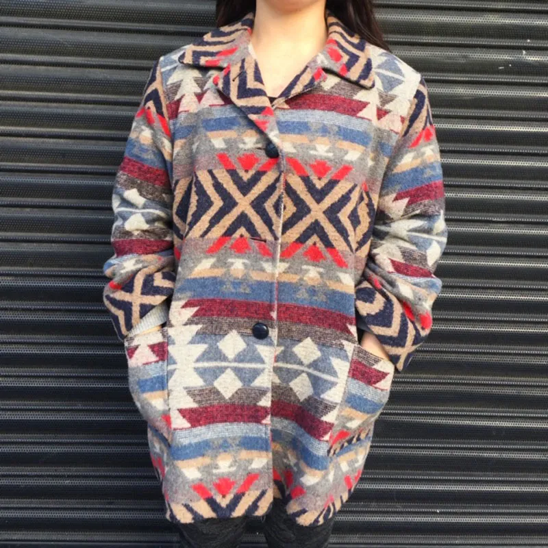 Womens Aztec Print Winter Coat - 14