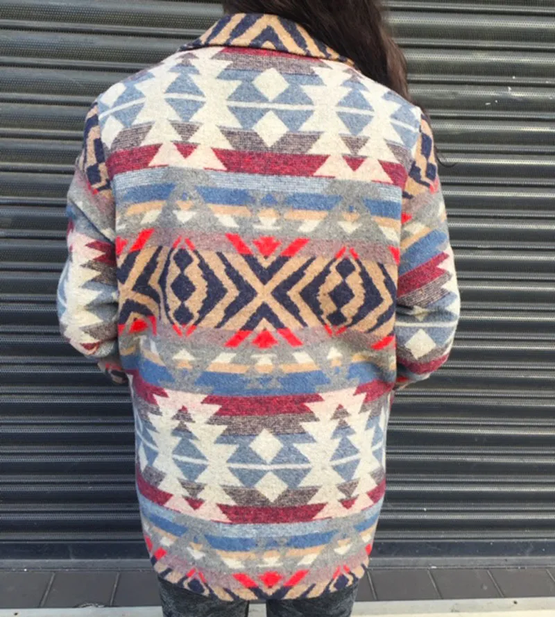 Womens Aztec Print Winter Coat - 14