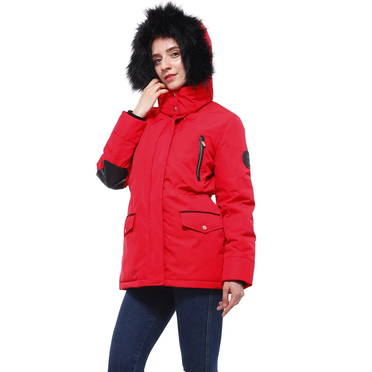 Women's Parka Jacket with Faux Fur Hood