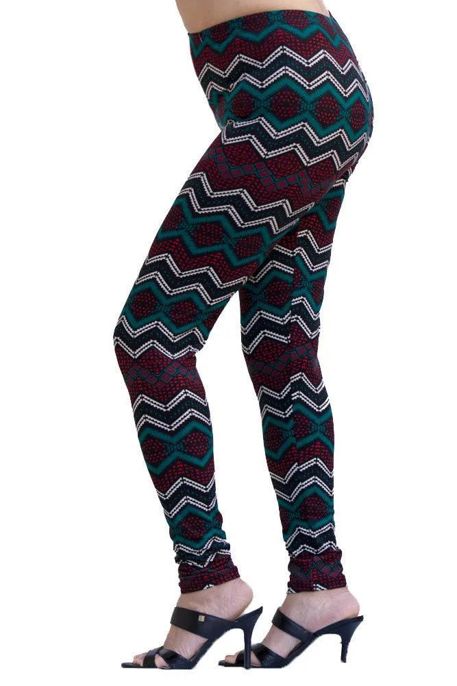 Women's Plus SawTooth Multi Colored Leggings