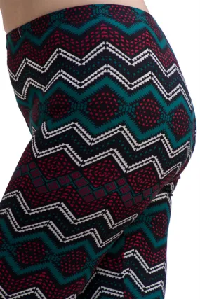 Women's Plus SawTooth Multi Colored Leggings