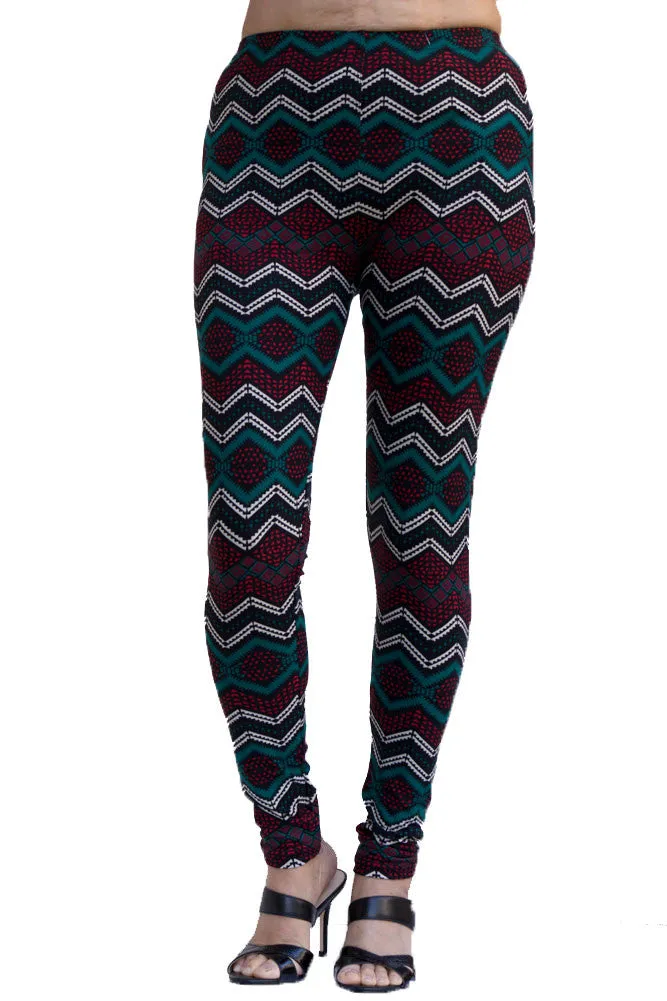 Women's Plus SawTooth Multi Colored Leggings