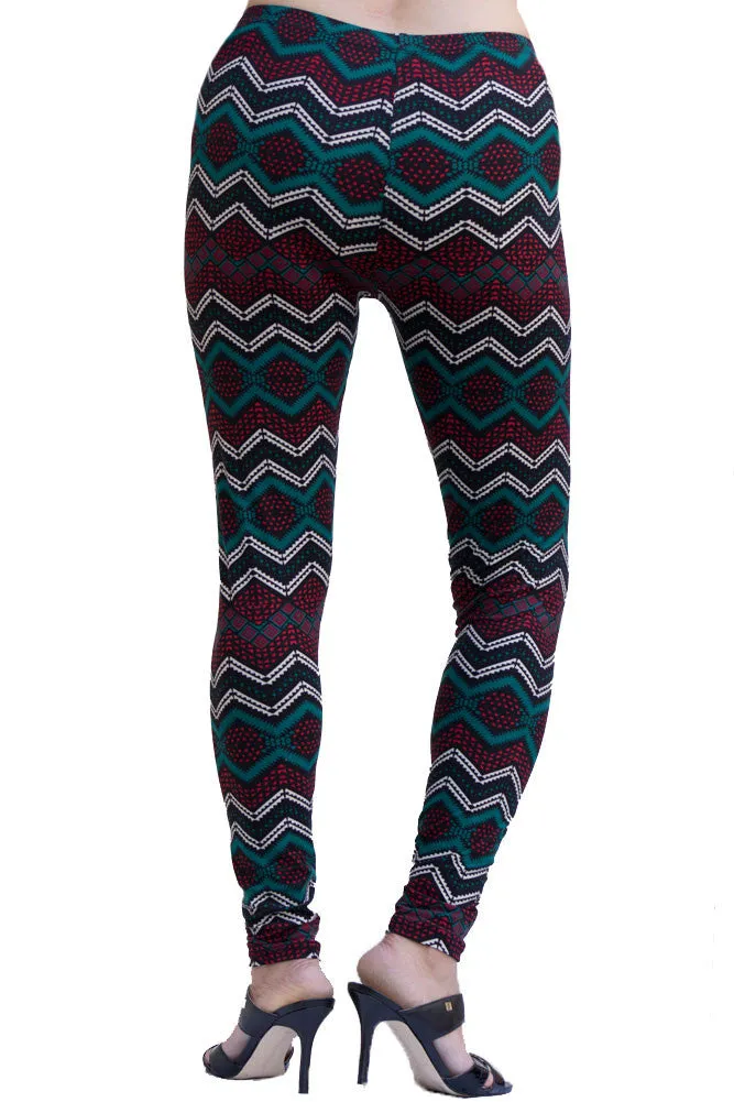 Women's Plus SawTooth Multi Colored Leggings