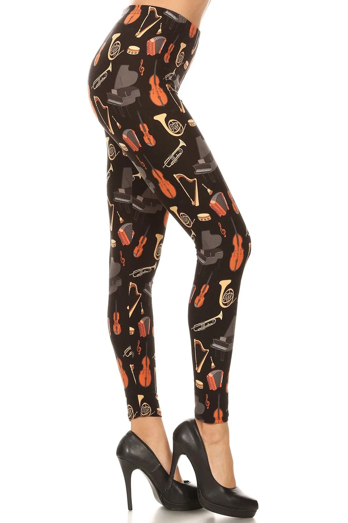 Women's Regular Musical Instruments Pattern Printed Leggings