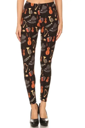 Women's Regular Musical Instruments Pattern Printed Leggings