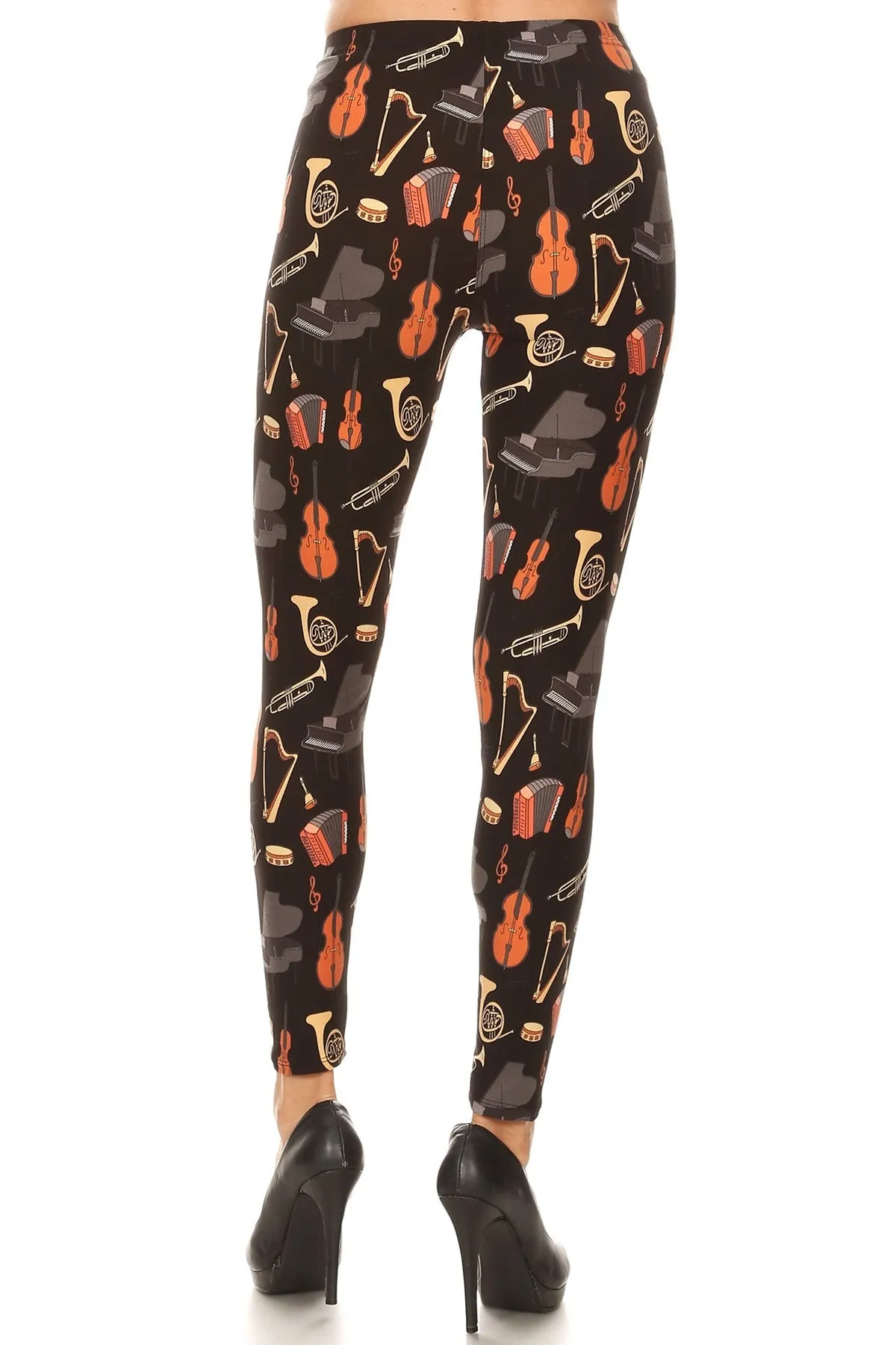 Women's Regular Musical Instruments Pattern Printed Leggings