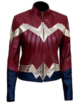 Wonder Woman 1984 Leather Jacket | Gal Gadot Maroon Leather Jacket