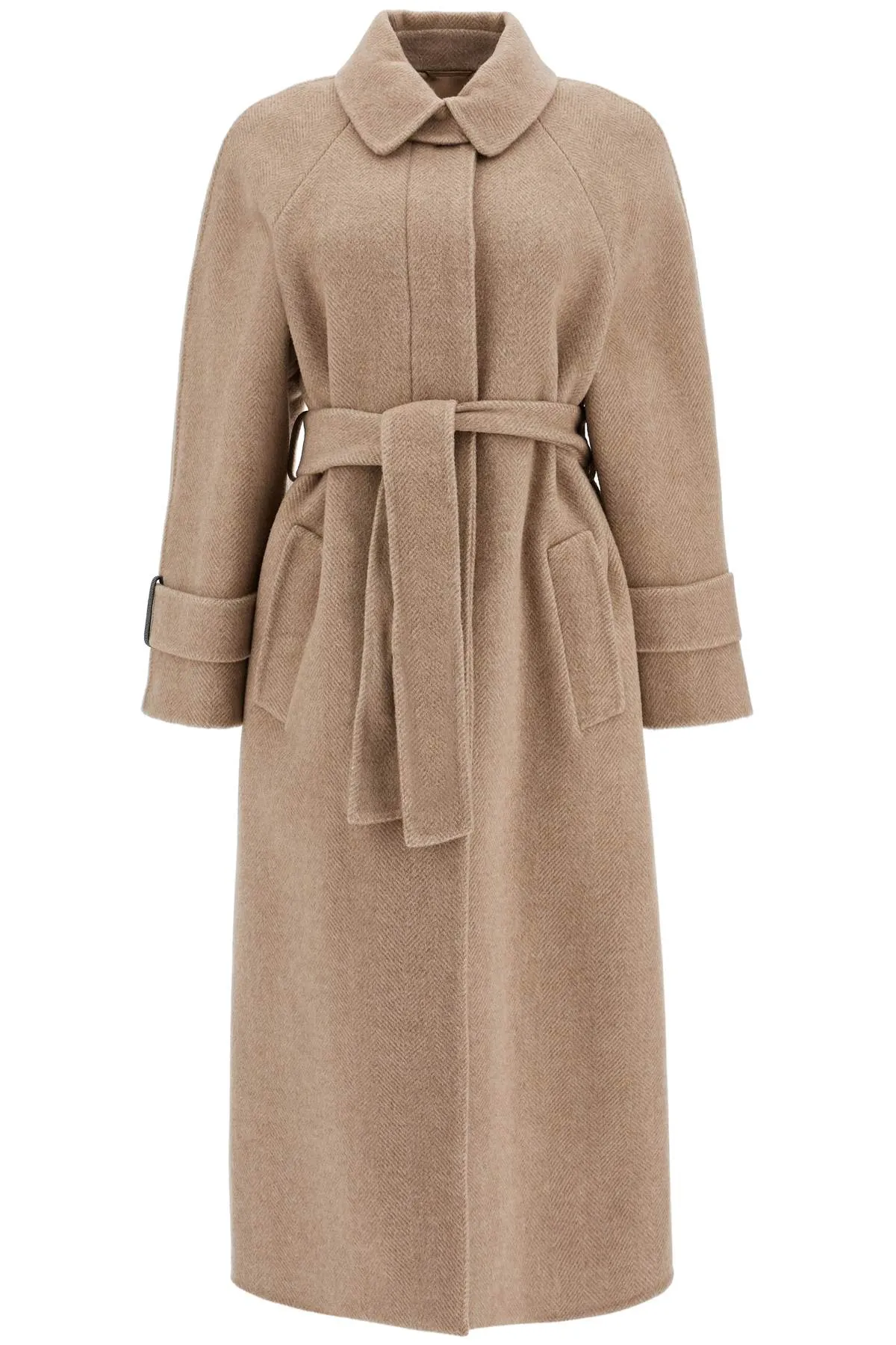 wool and cashmere coat with belt.