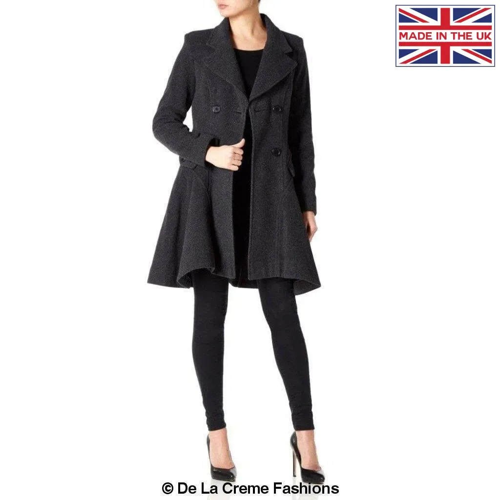 Wool Blend Double Breasted Skater Coat (1102)