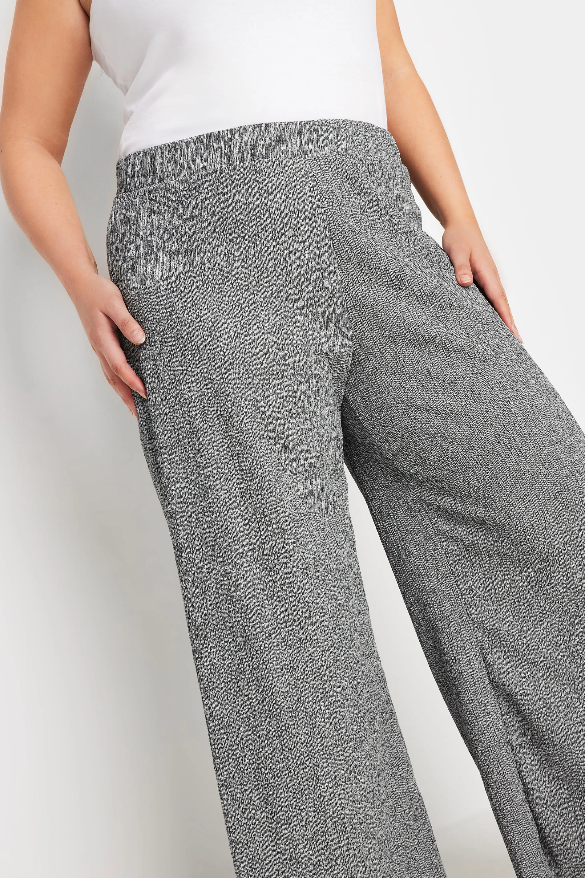 YOURS Curve Dark Grey Abstract Print Textured Wide Leg Trousers